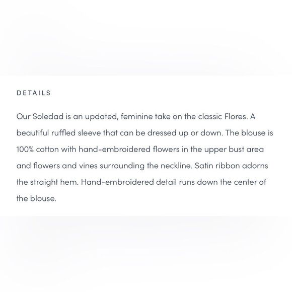 MI GOLONDRINA Blue White Striped Floral Embroidered Soledad Blouse Sz S Bohemian - Picture 8 of 9